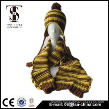 bicolor 100% acrylic knitted scarf & hat sets